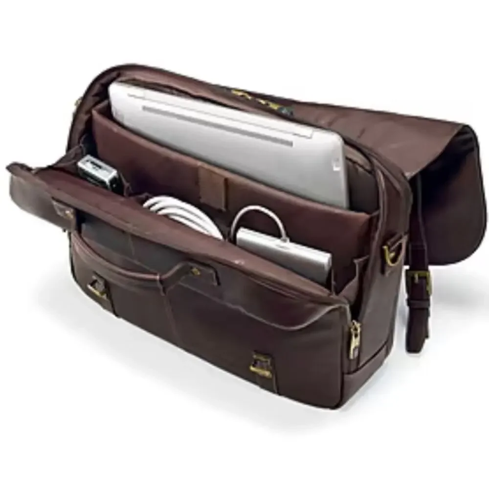 Samsonite Colombian Leather Messenger Laptop Bag Brown Briefcase Shoulder Bag